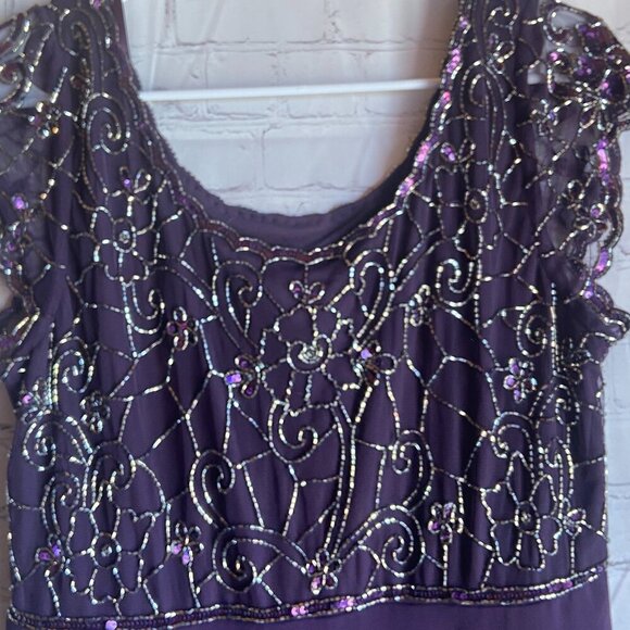 **J Kara** Women's Petite Long Dress with Flutter Sleeve 14P NWOT - Picture 7 of 8